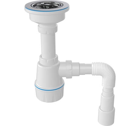 Сифон для мойки Nova с выпуском 3 1/2, большая колба, латунный винт 45мм, выход гибкая труба 1 1/2" - 40/50мм 1042