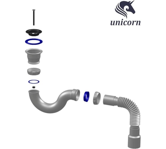 Сифон для душевого поддона Unicorn прямоточный 1.1/2 х40 c унив.г.т.40х40/50 G32