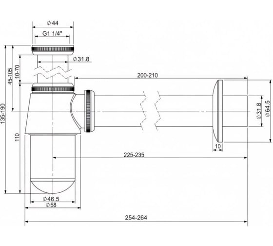 Металлический сифон для раковины Wellsee Drainage System 182103000