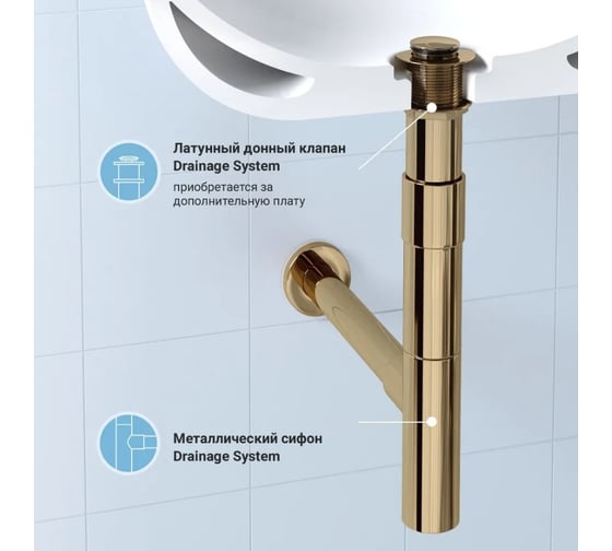 Металлический сифон для раковины Wellsee Drainage System 182116000