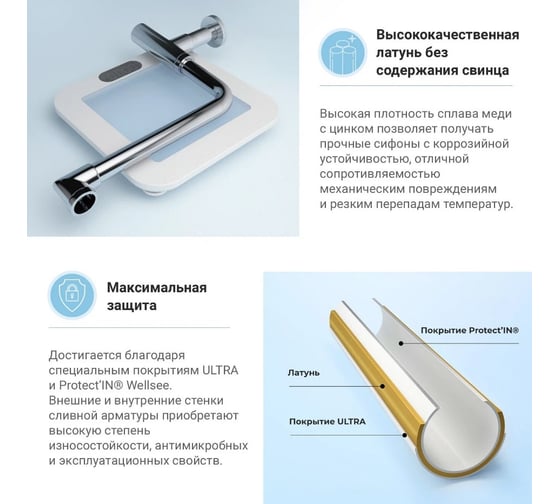 Металлический сифон для раковины Wellsee Drainage System 182124000