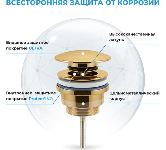 Универсальный донный клапан для раковины Wellsee Drainage System  182141000