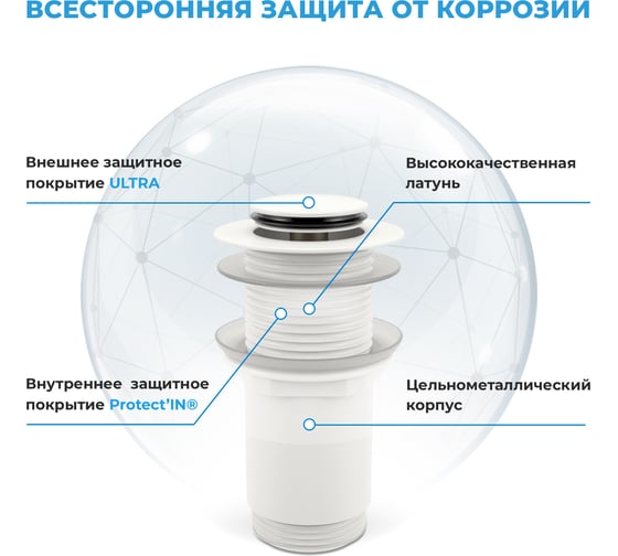 Металлический донный клапан для раковины Wellsee Drainage System 182138000