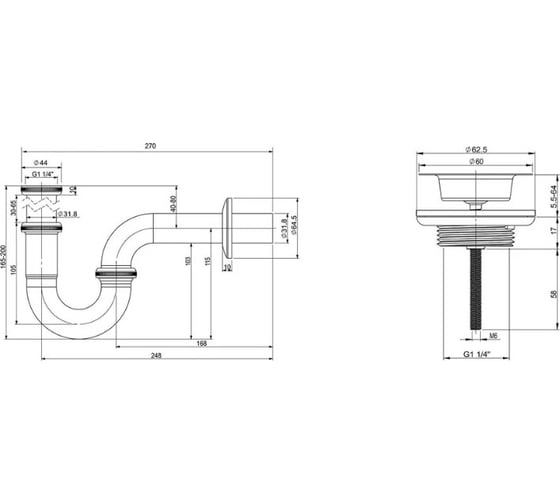 Сифон для раковины с выпуском Wellsee Drainage System 182102005