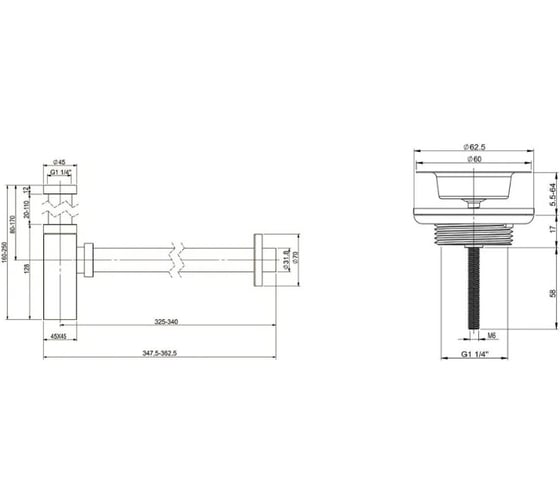 Сифон для раковины с выпуском Wellsee Drainage System 182109005