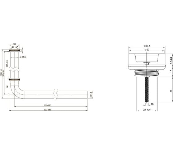 Сифон для раковины с выпуском Wellsee Drainage Systemв наборе 2 в 1 182101005