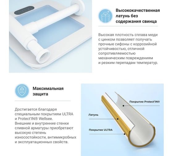 Сифон для раковины Wellsee Drainage System 182123000