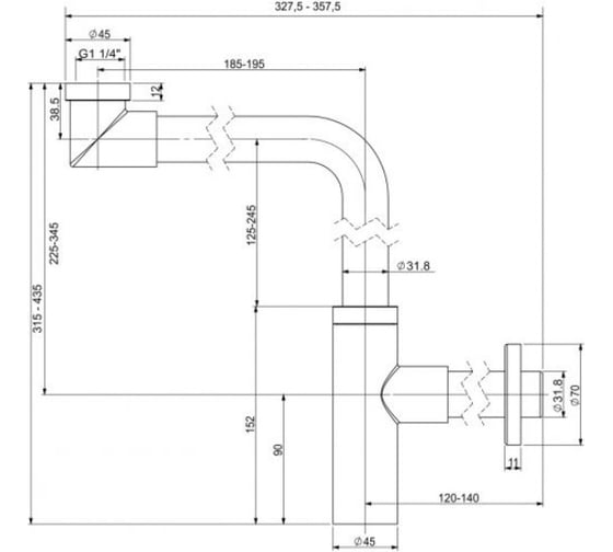 Сифон для раковины Wellsee Drainage System 182125000