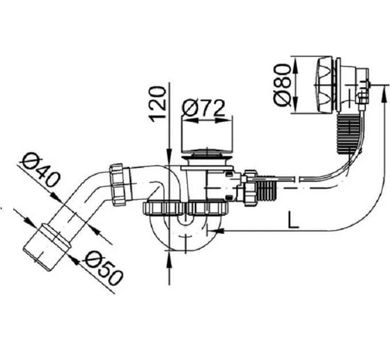 Сифон для ванны 480 мм STYRON STY-536-A-K