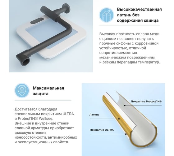 Сифон для раковины с донным клапаном Wellsee Drainage Systemв наборе 2 в 1 182125001