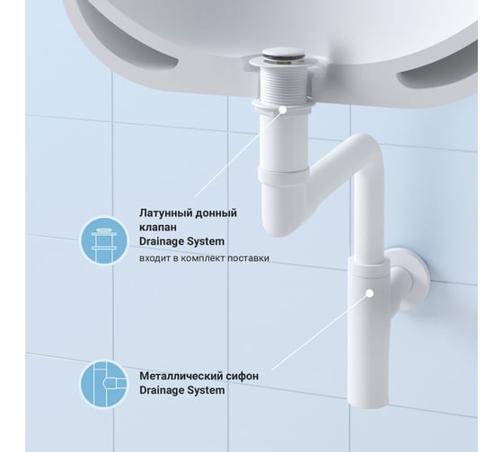 Сифон для раковины с донным клапаном Wellsee Drainage System 182128002