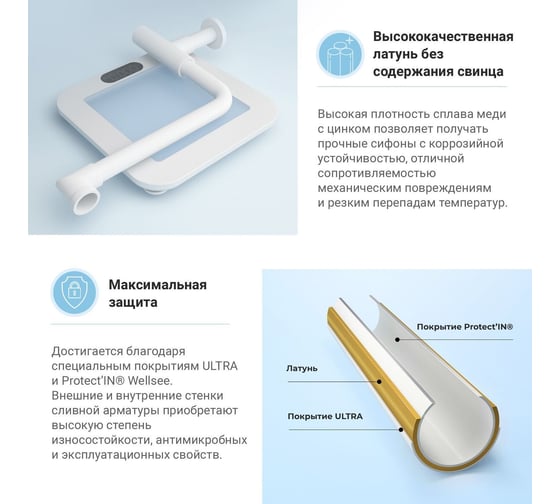 Сифон для раковины с донным клапаном Wellsee Drainage System 182128002