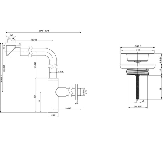 Сифон для раковины, набор 2 в 1 Wellsee Drainage System 182124005
