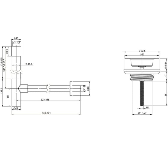 Сифон для раковины, набор 2 в 1 Wellsee Drainage System 182114005