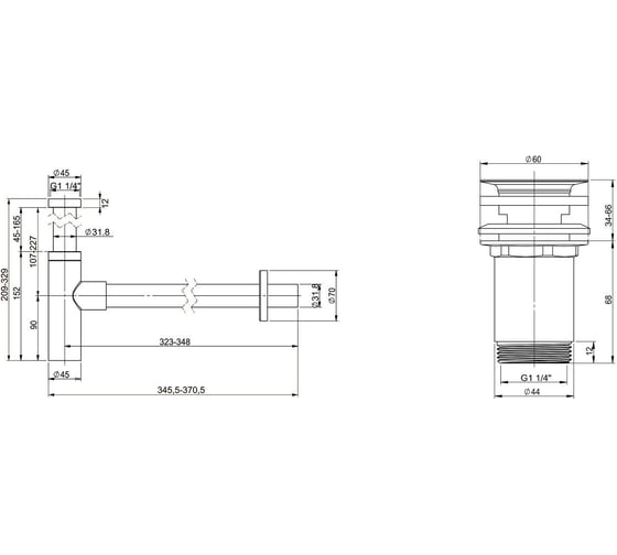 Сифон для раковины, набор 2 в 1 Wellsee Drainage System 182119004