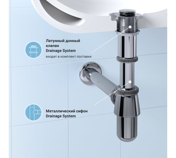 Сифон для раковины с донным клапаном Wellsee Drainage System 182103002