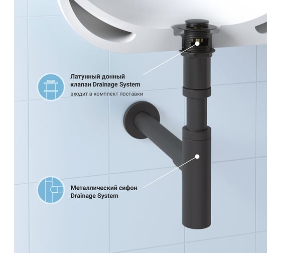 Сифон для раковины с донным клапаном Wellsee Drainage System 182120001