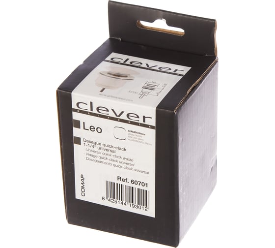 Донный клапан CLEVER QUICK-CLAC LEO 1-1/4" матовый белый 60701