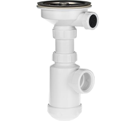 Сифон для кухонной мойки MasterProf 3.1/2"х40, для раковины на кухню, пластиковый шток, 40х40/50 ИС.110689