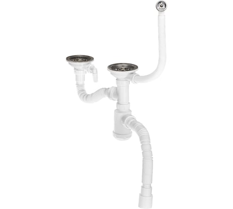 Сифон для кухонной мойки MasterProf 3 1/2"х40, для раковины на кухню, двойной универсальный, с гофрированной трубой (гибким соединением) 40х40/50 ИС.110688