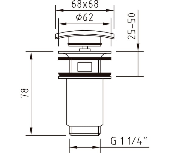 Донный клапан CLEVER QUICK-CLAC HYDRA 1-1/4" 98675