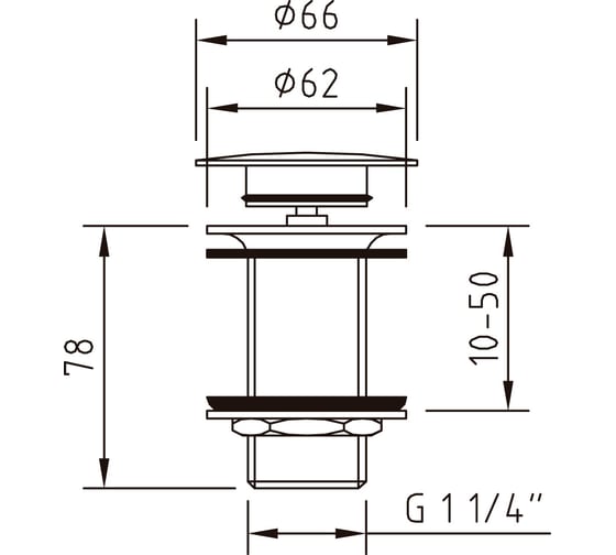 Донный клапан CLEVER QUICK-CLAC VELA 1-1/4" без перелива 97395
