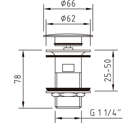 Донный клапан CLEVER QUICK-CLAC VELA 1-1/4" с переливом 96255