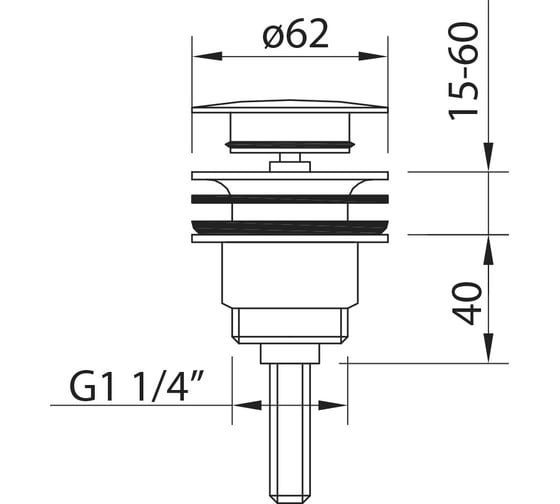 Донный клапан CLEVER QUICK-CLAC LEO 1-1/4" матовый черный 60702