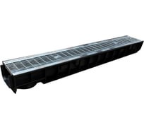 Пластиковый лоток Gidrolica dn100 h100 с решёткой ячеистой стальной оцинкованной и крепежом класс в125 804501