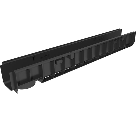 Пластиковый лоток Gidrolica dn100 h100 с решёткой ячеистой стальной оцинкованной и крепежом класс в125 804501
