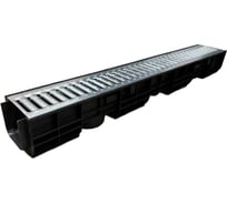 Пластиковый лоток Gidrolica dn100 h120 мм со штампованной оцинкованной решёткой класс с250 801508