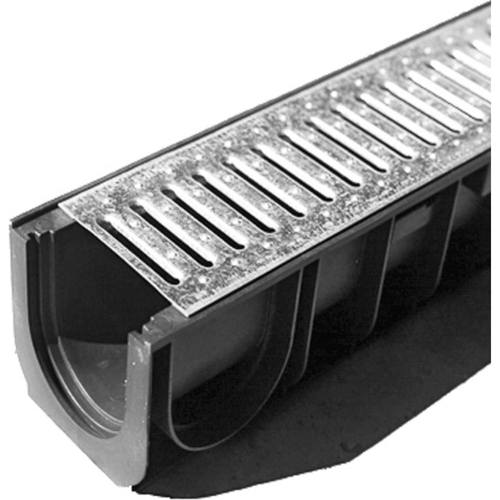 Пластиковый лоток Gidrolica dn100 h120 мм со стальной оцинкованной ...