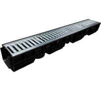 Пластиковый лоток Gidrolica dn100 h120 мм со стальной оцинкованной решеткой и крепежом класс a15 801508/1