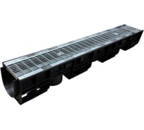 Пластиковый лоток Gidrolica dn100 h135 мм с решёткой ячеистой стальной оцинкованной и крепежом класс в125 800501