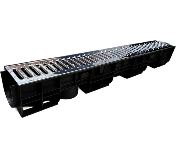 Пластиковый лоток Gidrolica dn100 h135 мм с нержавеющей решёткой класс а15 800503