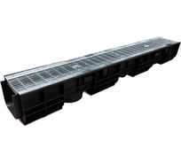 Пластиковый лоток Gidrolica dn100 h120 мм с ячеистой стальной оцинкованной решеткой и крепежом класс b125 801501