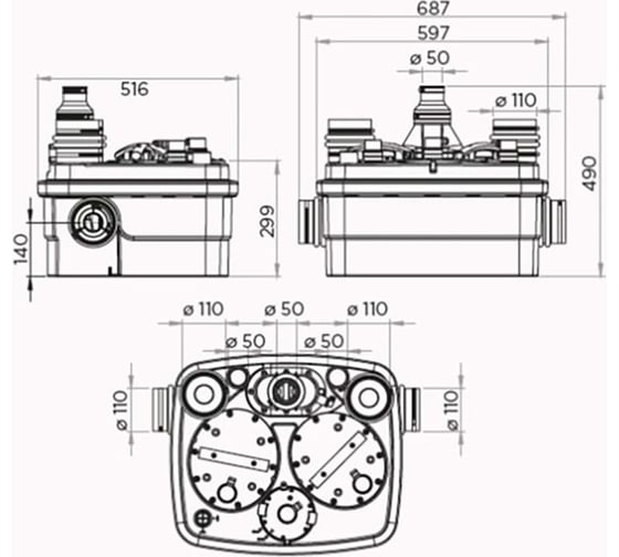 Канализационная станция SFA SANICUBIC PRO IP68 NM R4STDIP68NM