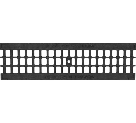 Пластиковый лоток Gidrolica dn100 h80 мм с чугунной ячеистой решеткой и крепежом класс c250 803507