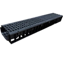 Пластиковый лоток Gidrolica dn150 h100 мм с чугунной ячеистой решеткой и крепежом класс c250 815517