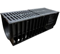 Пластиковый лоток Gidrolica dn300 h380 мм с чугунной щелевой решеткой и крепежом класс c250 830534