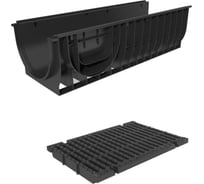Пластиковый лоток Gidrolica pro dn300 h280 мм с пластиковой решеткой и крепежом класс c250 832535
