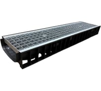 Пластиковый лоток Gidrolica dn200 h100 мм с ячеистой стальной оцинкованной решеткой и крепежом класс c250 821522