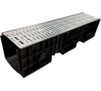 Пластиковый лоток Gidrolica dn200 h185 мм со штампованной оцинкованной решёткой и крепежом класс а15 820528