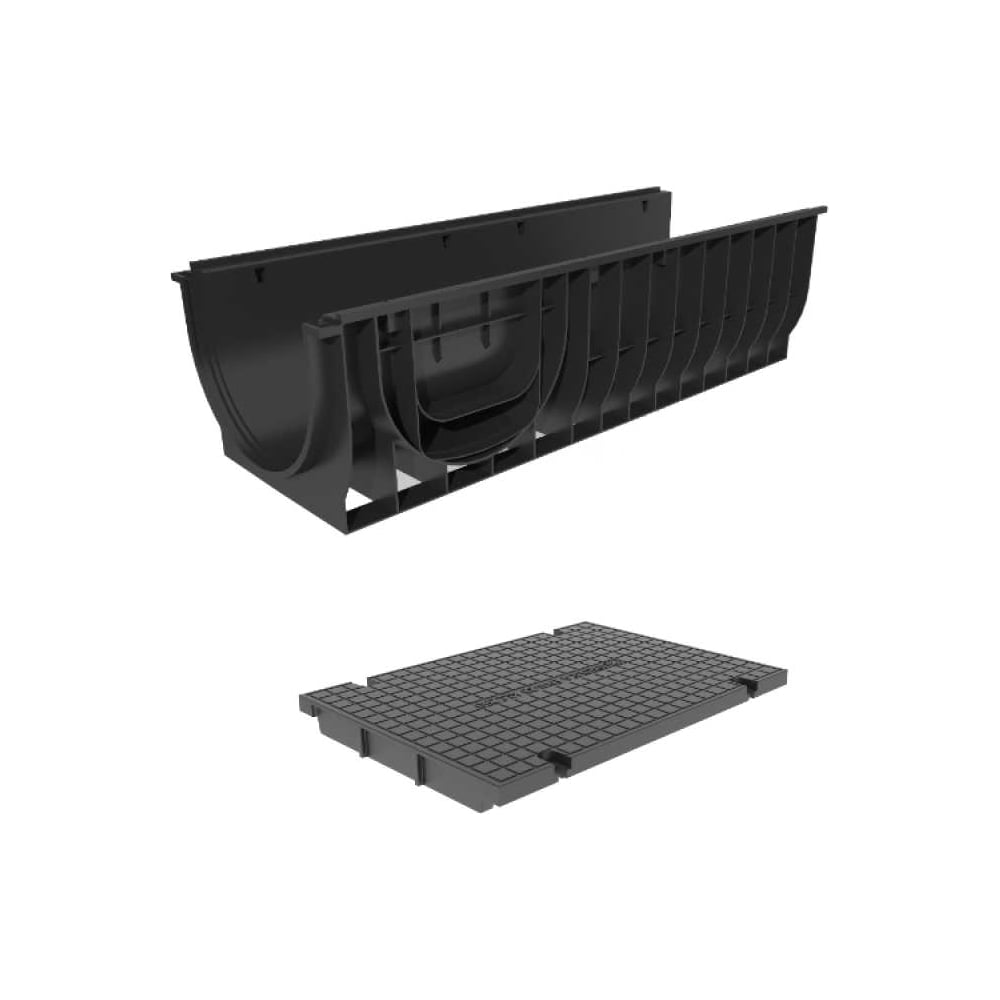 Пластиковый лоток Gidrolica pro dn300 h280 мм с пластиковой глухой ...