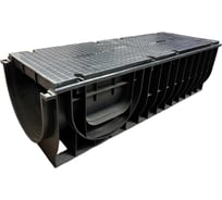 Пластиковый лоток Gidrolica pro dn300 h280 мм с пластиковой глухой крышкой и крепежом класс c250 832536