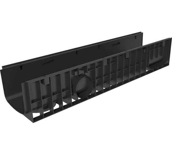 Пластиковый лоток Gidrolica dn200 h185 мм с чугунной щелевой решёткой и крепежом класс с250 820524 1