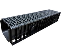 Пластиковый лоток Gidrolica dn200 h185 мм с чугунной ячеистой решеткой и крепежом класс c250 820527