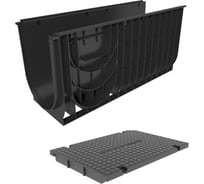 Пластиковый лоток Gidrolica pro dn300 h480 мм с пластиковой глухой крышкой и крепежом класс c250 834536