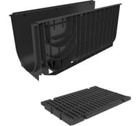 Пластиковый лоток Gidrolica pro dn300 h480 мм с пластиковой решеткой и крепежом класс c250 834535