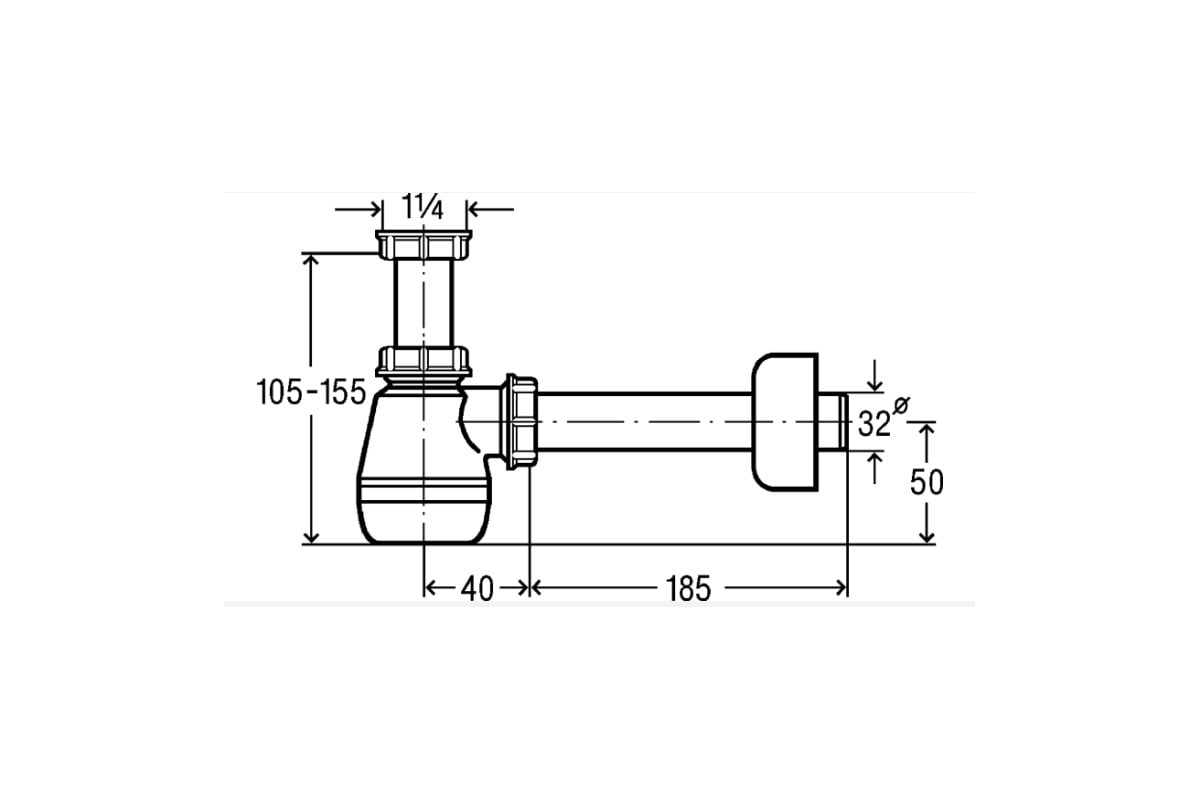 Сифон для биде Viega, для смесителя с донным клапаном, 1 1/4x32 120337 ...